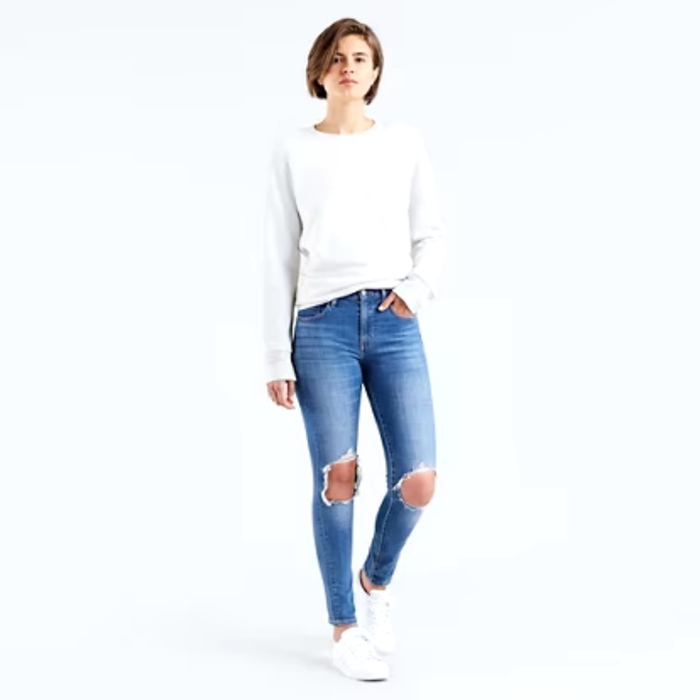 ⛱️Levi's High Rise Skinny Ripped Jeans in Light/Medium Wash